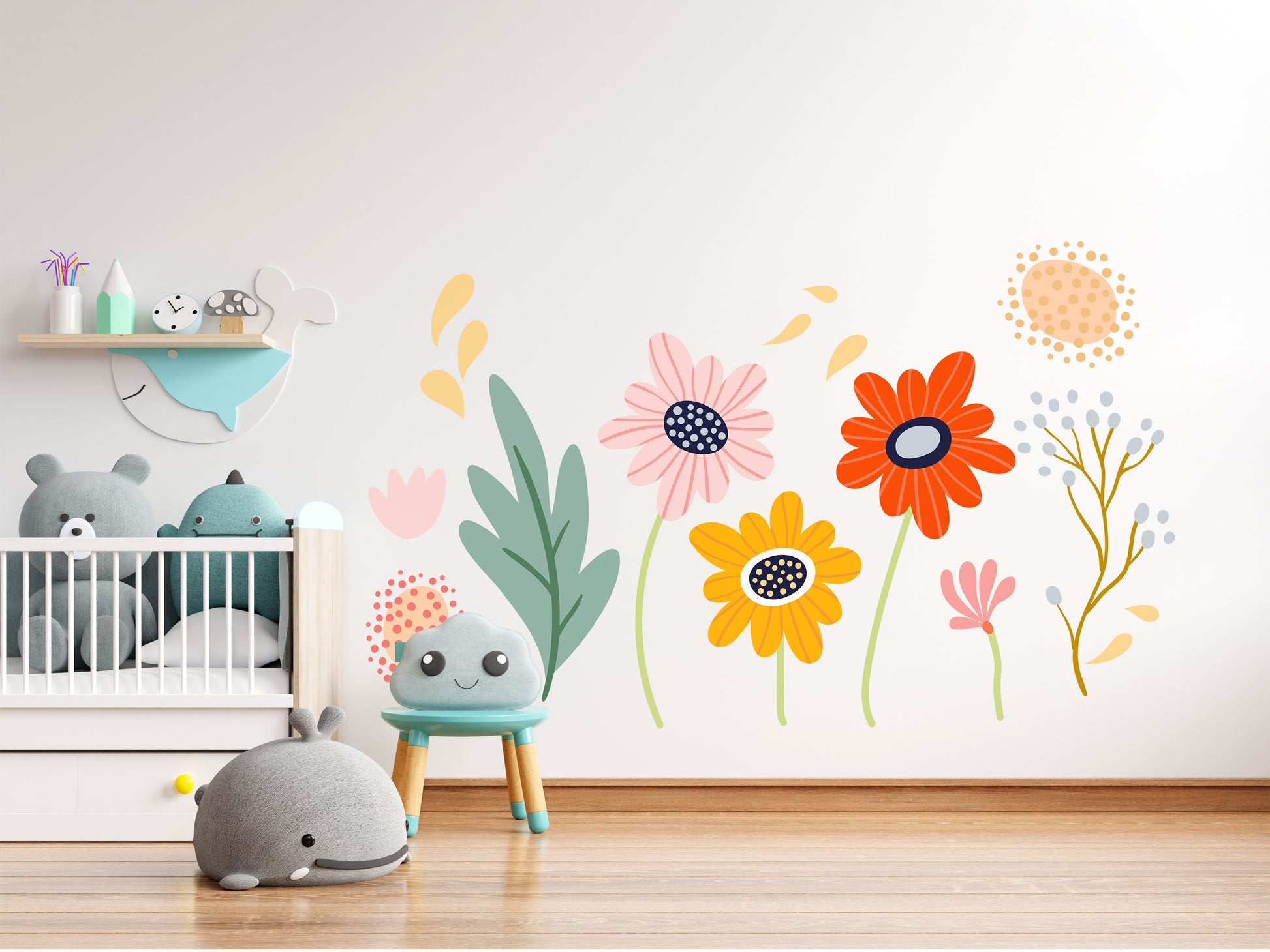 – Walls Blumen (Wandsticker/Wandtattoo) Mural Bunte
