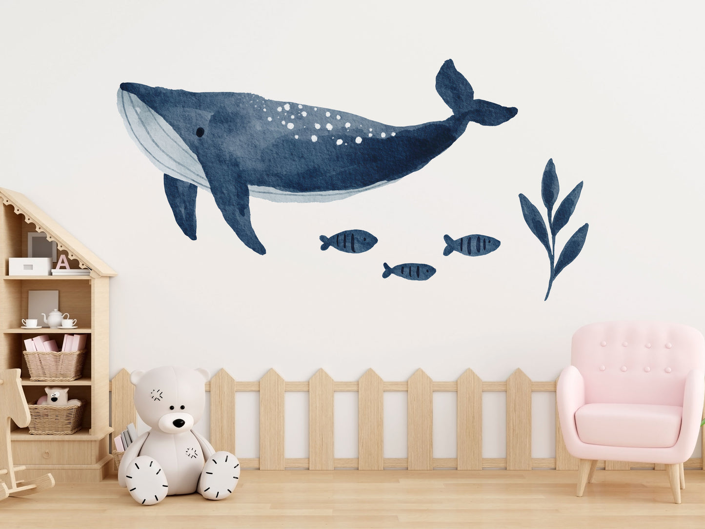 Unterwasserwelt: Buckelwal und Fische (Wandsticker/Wandtattoo) – Mural Walls